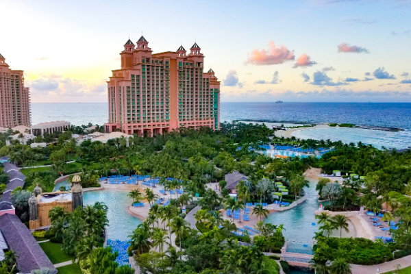 Surrounded by the largest open-air marine habitat in the world, the Atlantis Paradise Island resort is a top spot for family vacations in the Caribbean
