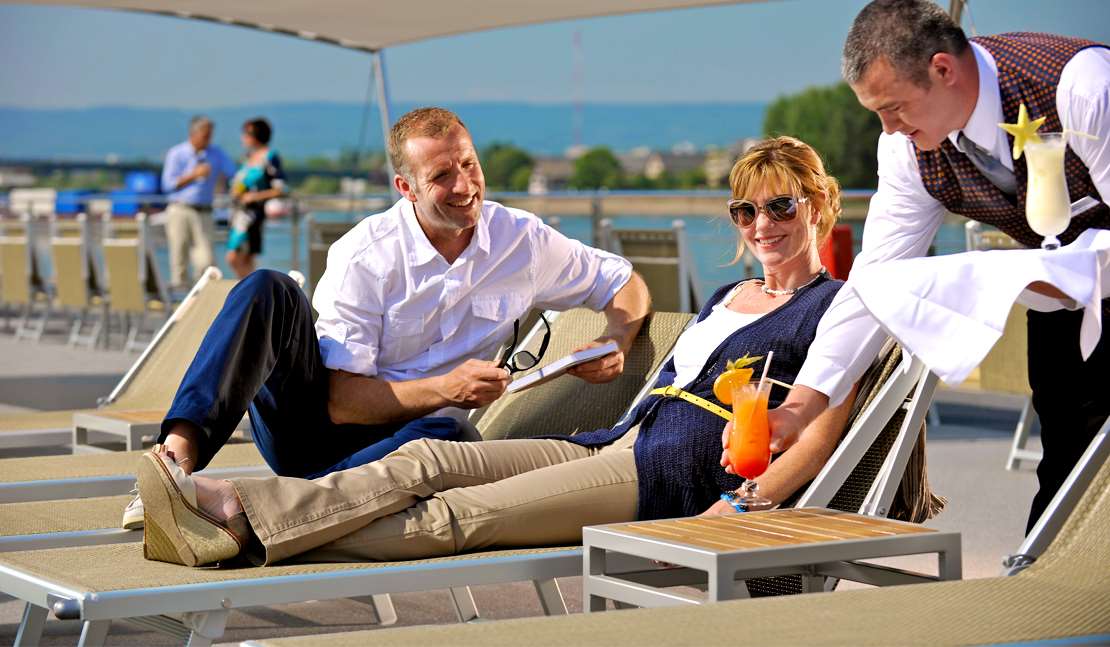 Enjoy ever changing view from the top deck of your river cruise