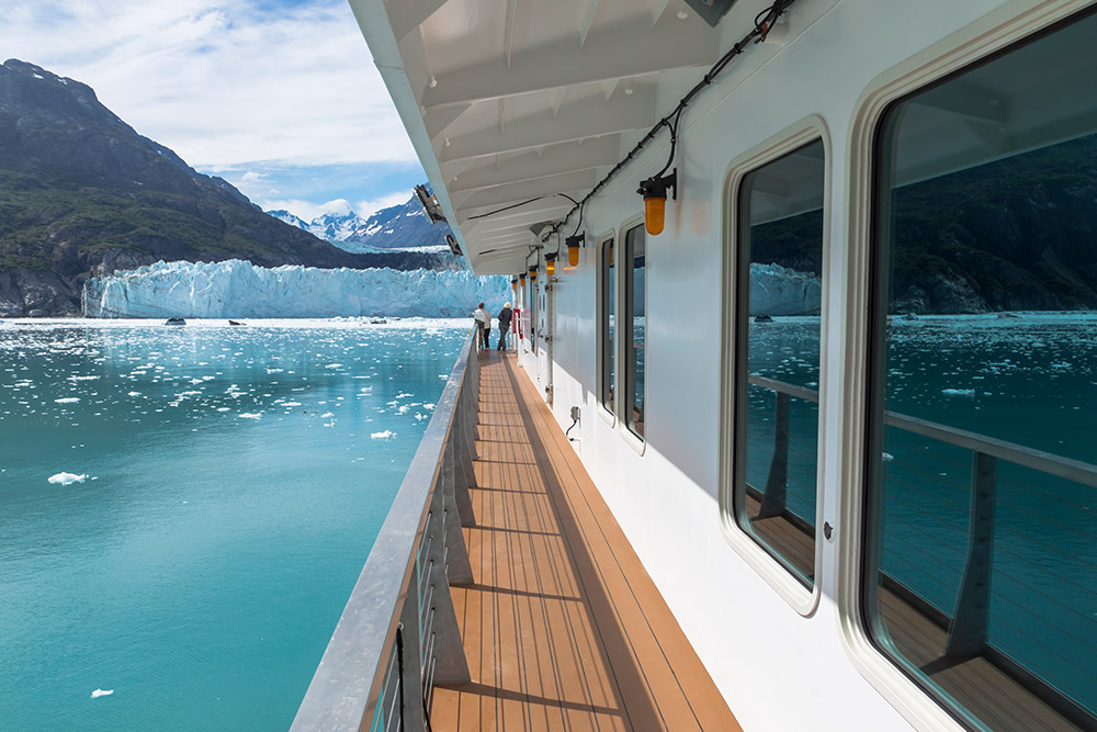 view of glaciers on an Alaska cruise