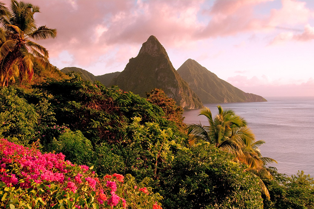 Saint Lucia sea and mountains