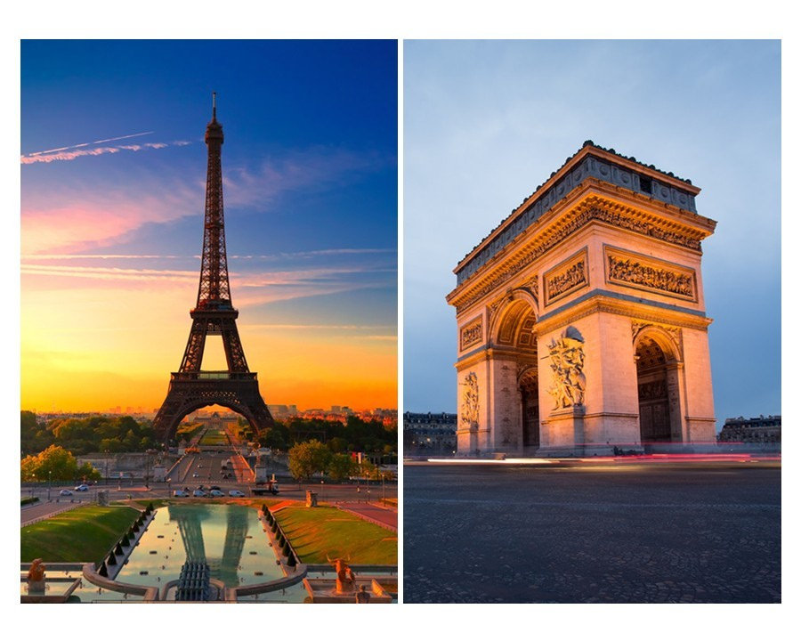 Eiffel Tower and the Arc de Triomphe