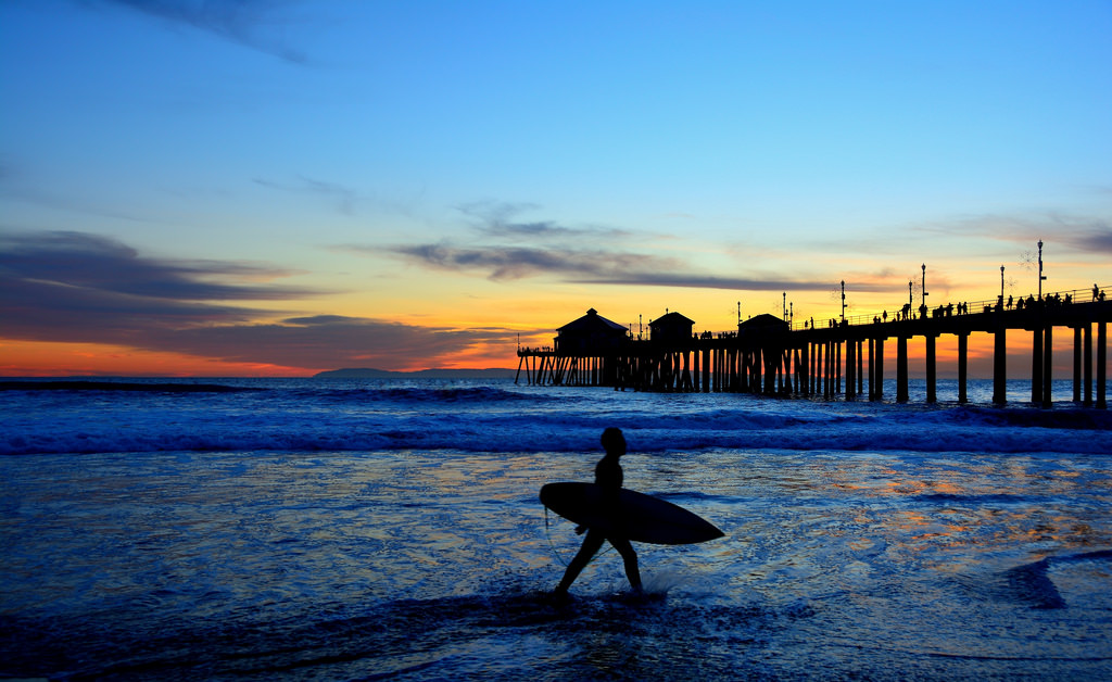 Huntington Beach at sunset