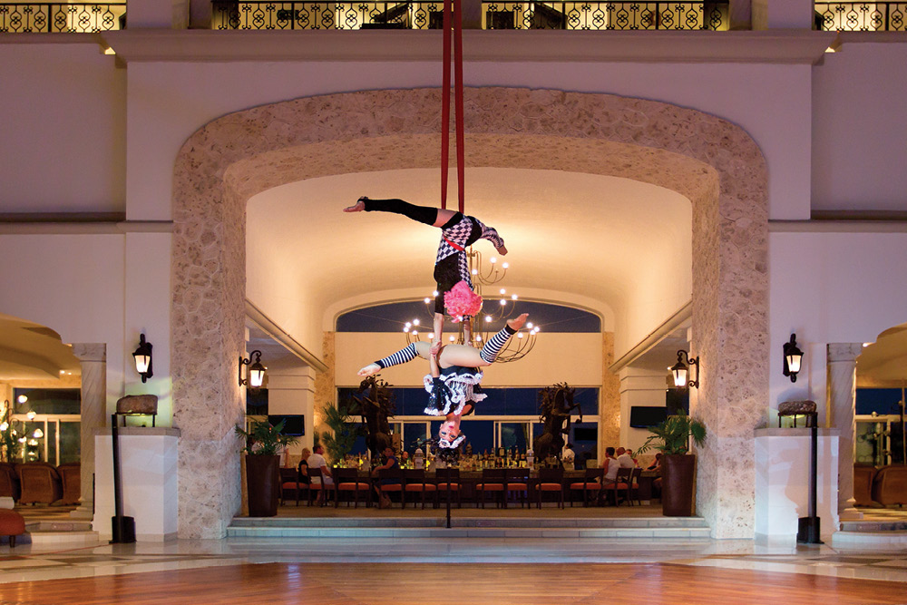 An acrobatic performance at Hyatt Ziva Cancun
