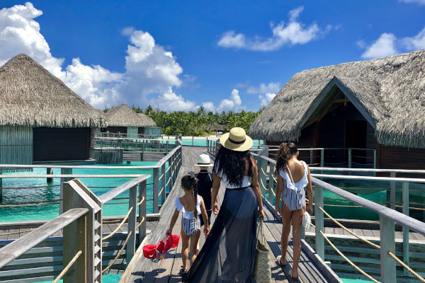 Arriving to an over-water bungalow