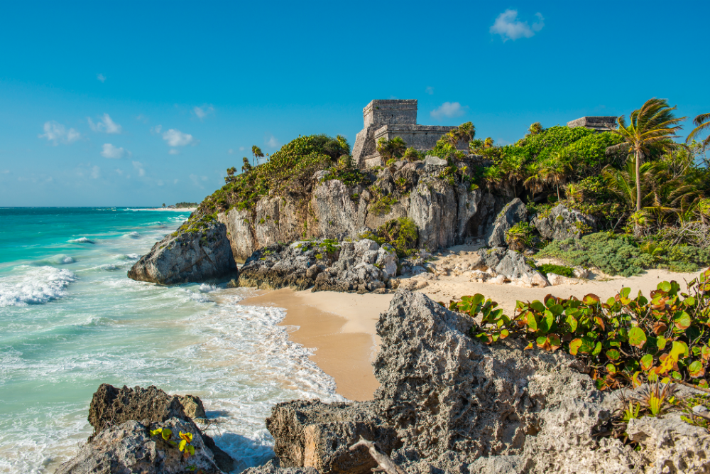Playa Ruinas in the Riviera Maya is situated next to an impressive display of Mayan architecture
