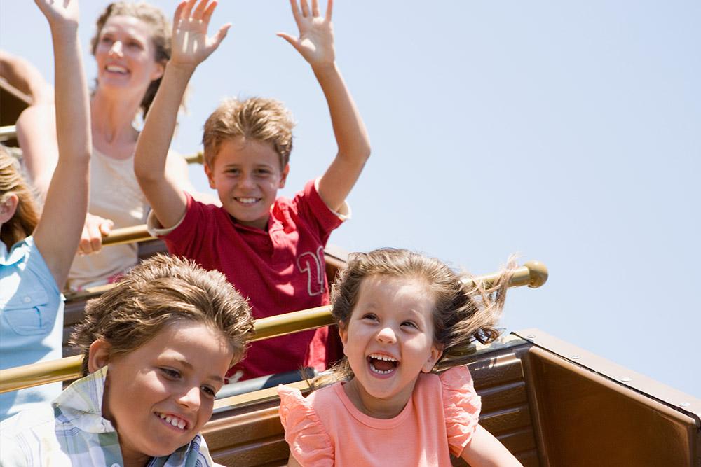 Kids on a roller coaster