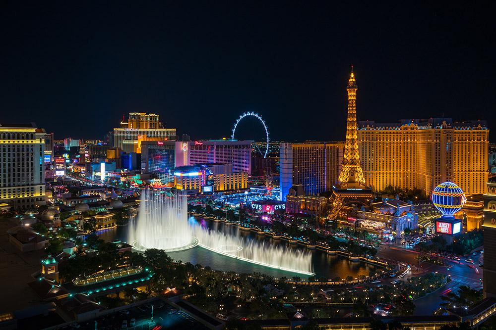 The Las Vegas strip lit up at night