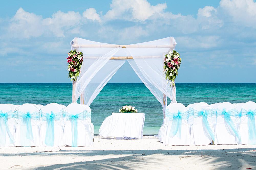 Wedding ceremony set up on the beach