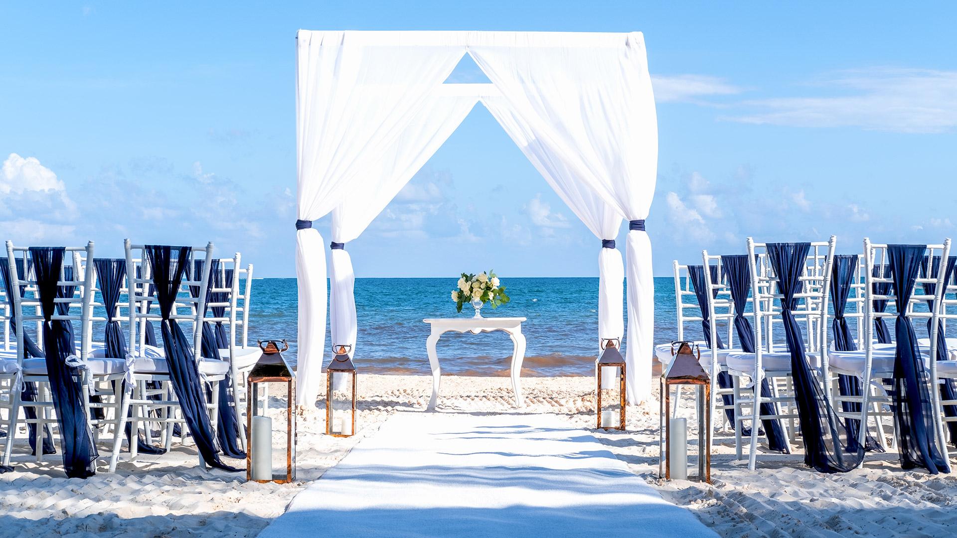 Destination beach wedding ceremony