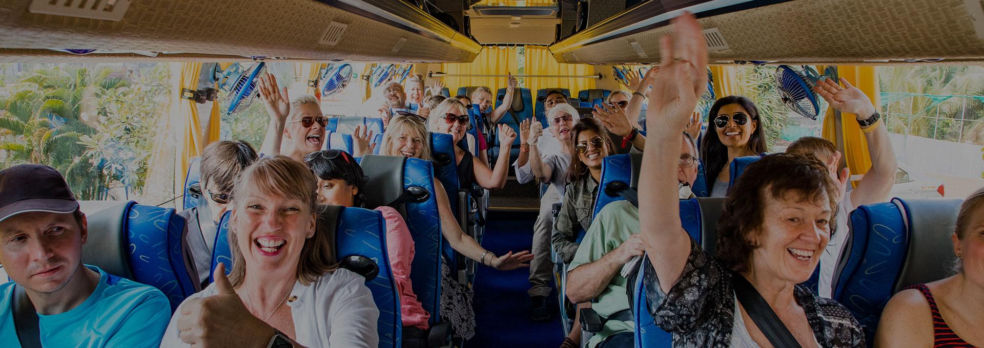 A group of travelers on a bus