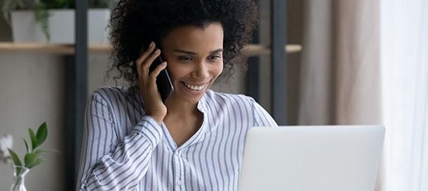 A travel agent working from her office