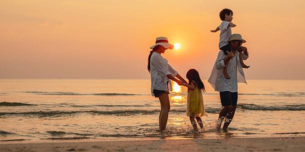A family on the beach