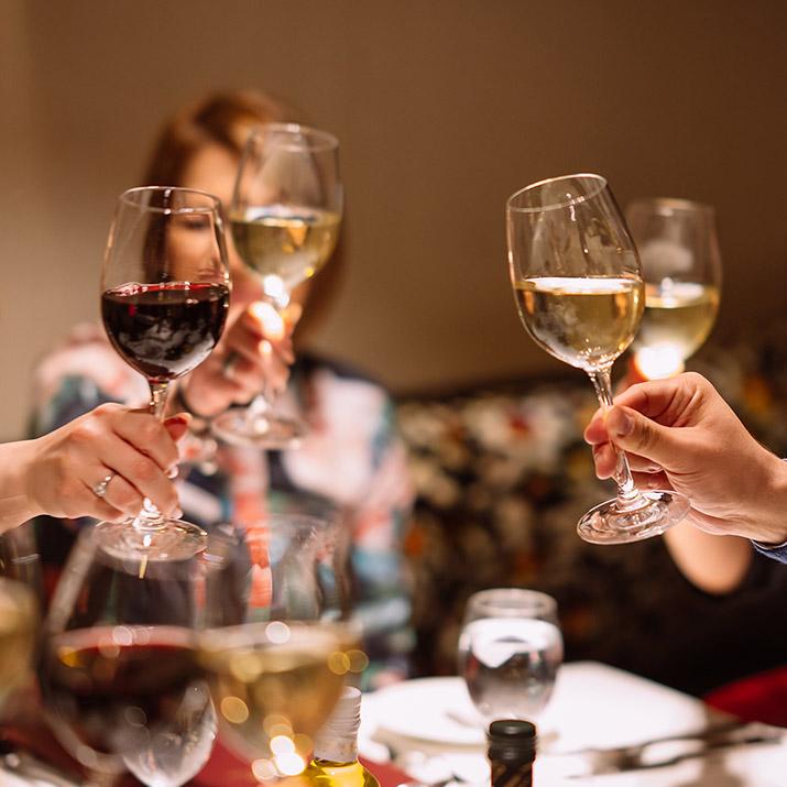 Toasting wine glasses