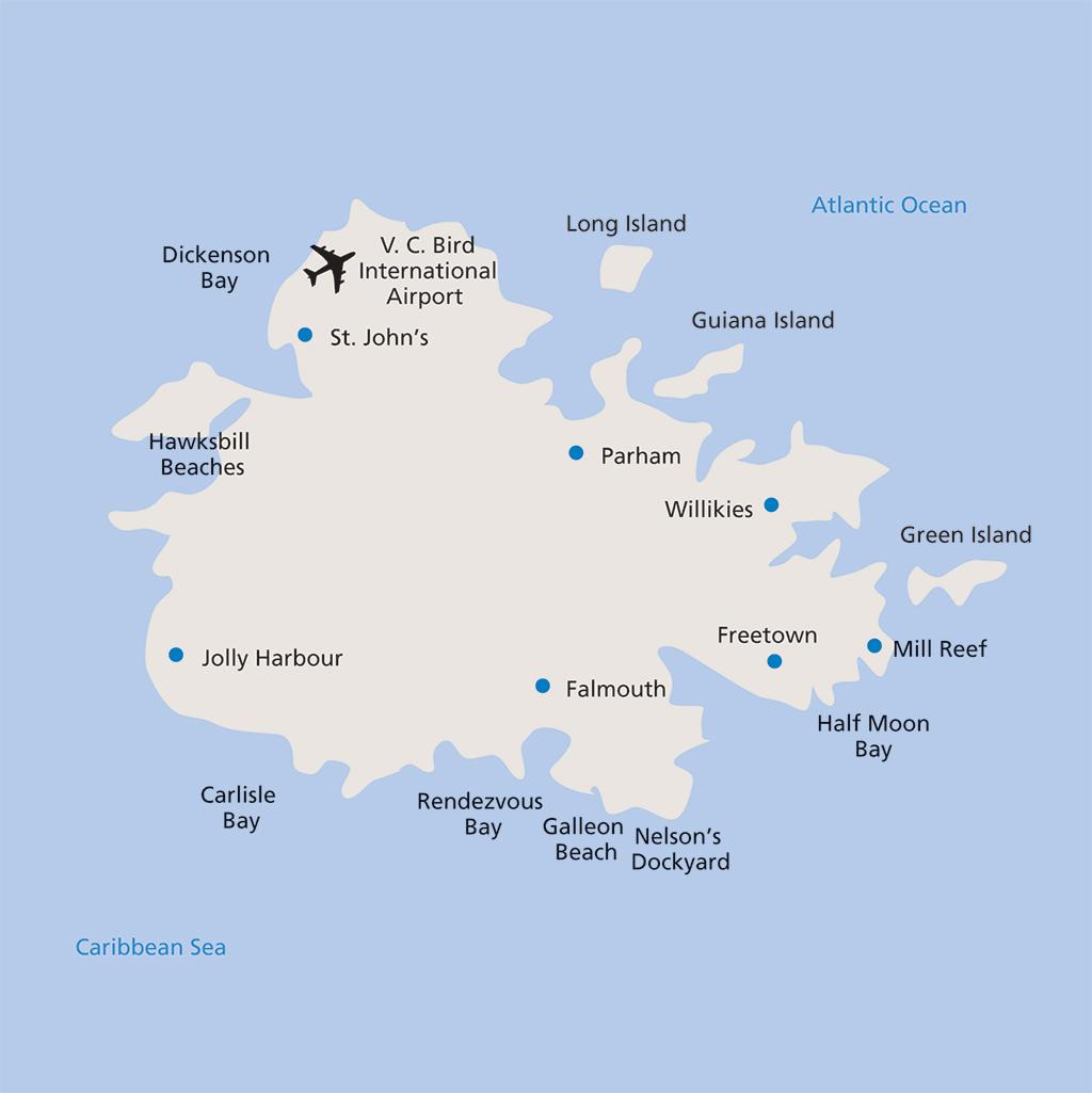 Antigua vacation map