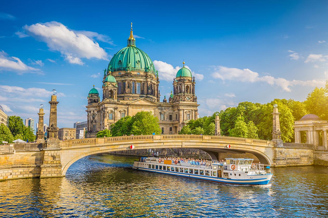 River cruise under a bridge in Berlin