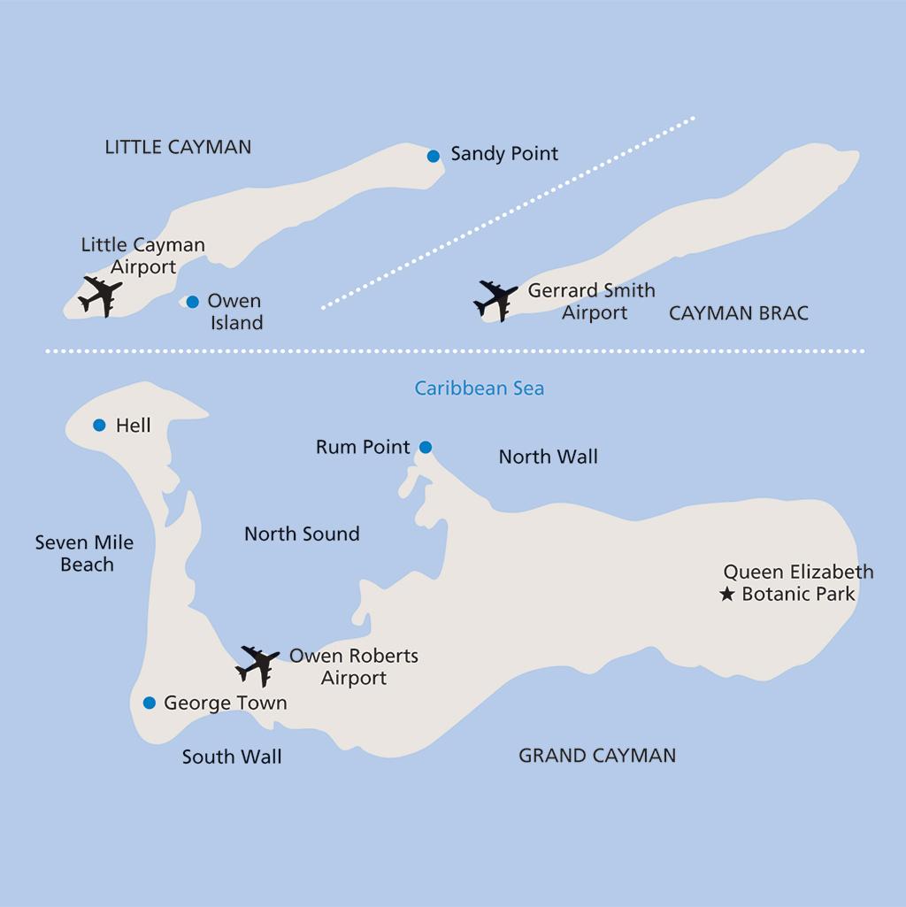 Cayman island vacation map