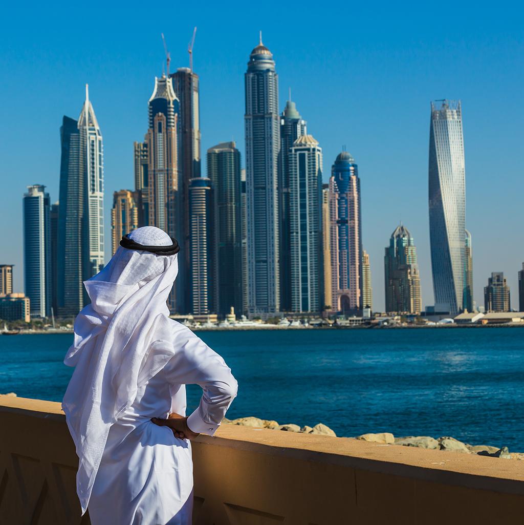 Dubai’s impressive skyline from the coast