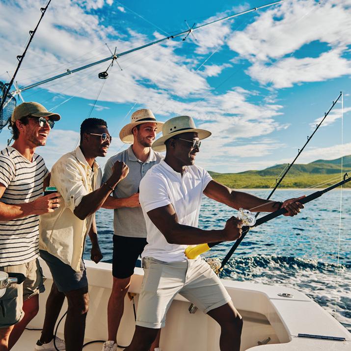 A group of men fishing on vacation
