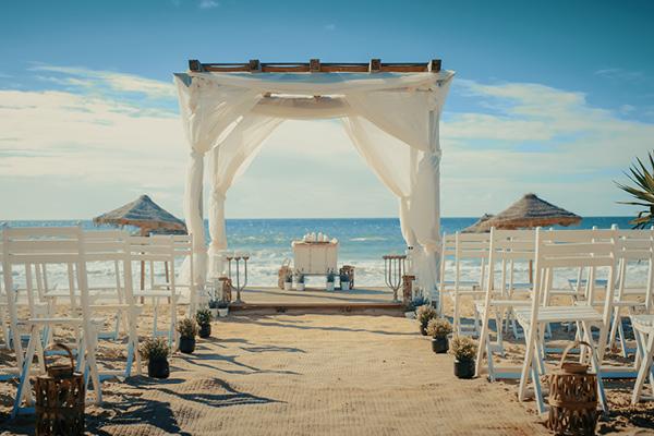 Beachside destination wedding ceremony set-up