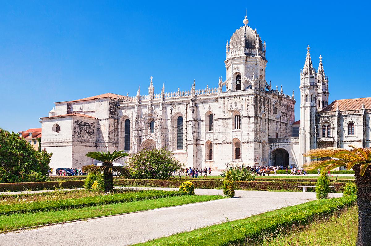 Beautiful view of the Jeronimos Monastery in Belem, Lisbon