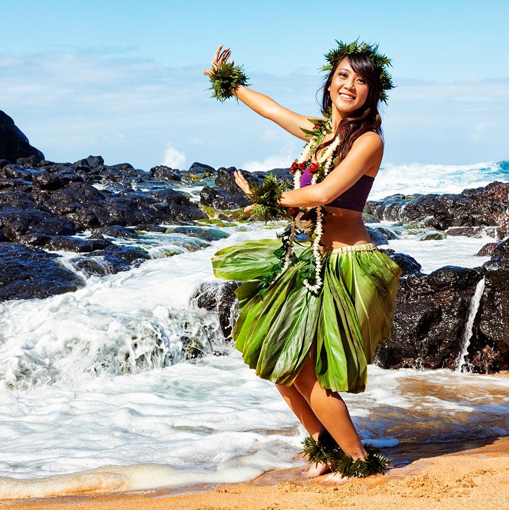 Hula dancer on the beach in Maui