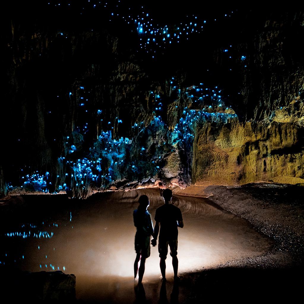 Experience the Waitomo glowworm caves with New Zealand vacation packages