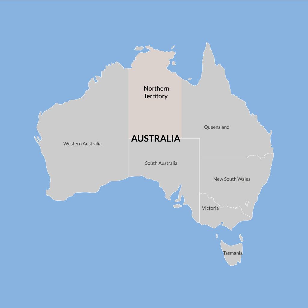 Northern Territory Australia vacations map
