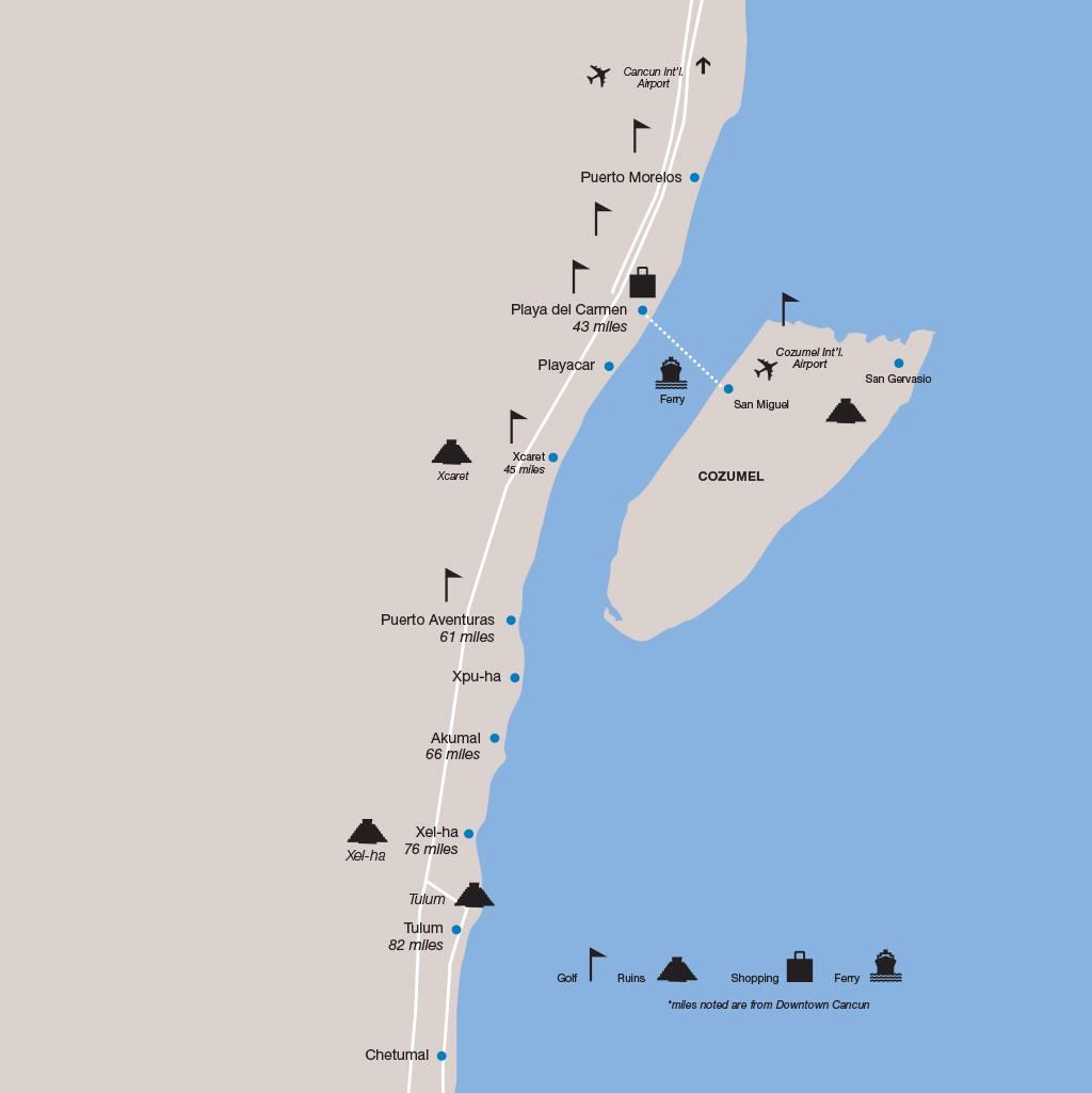 Riviera Maya vacations map