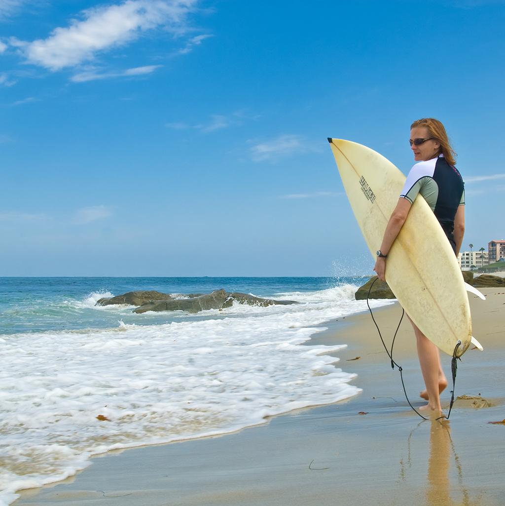 Surfing in San Diego, California