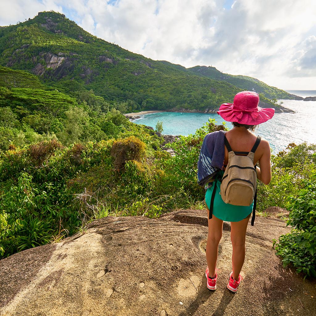 View of mountains and bays with Seychelles vacation packages