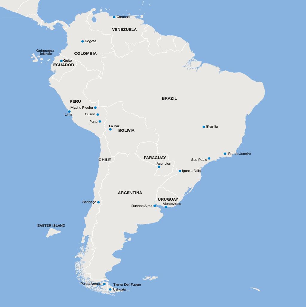 South America vacations map