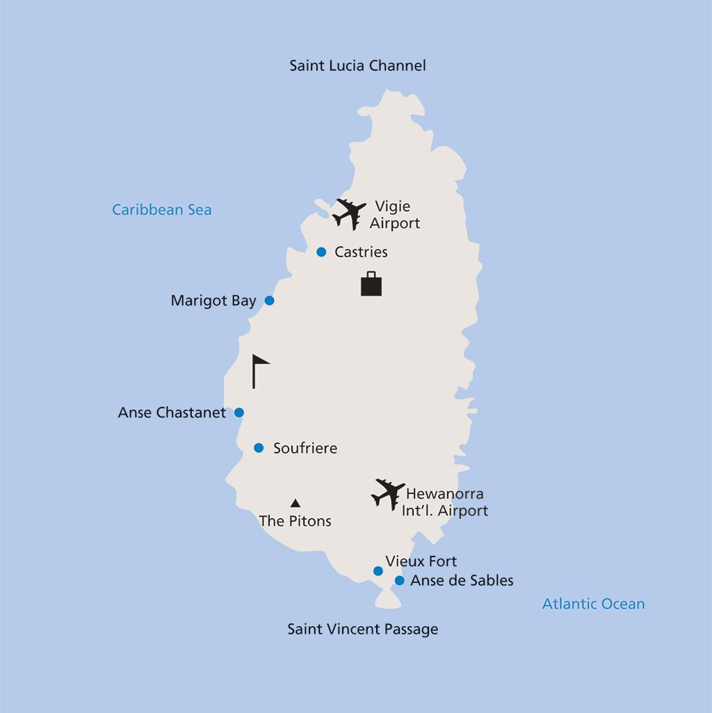 St. Lucia vacation map