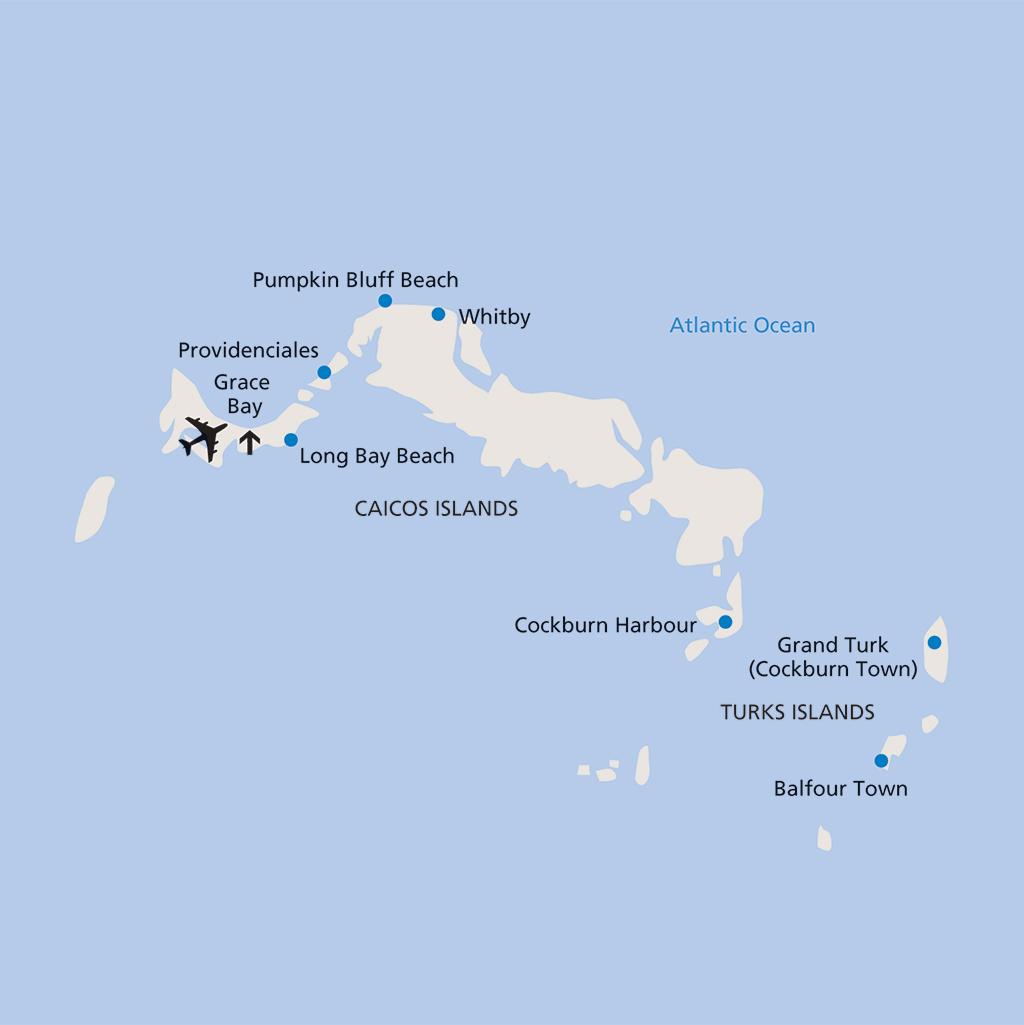Turks and Caicos vacation map