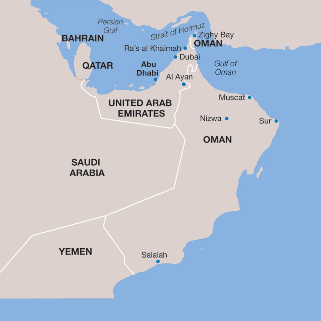United Arab Emirates vacation map