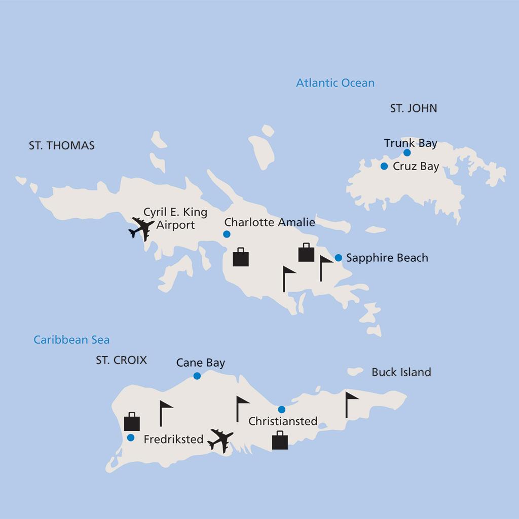 US Virgin Islands vacation map