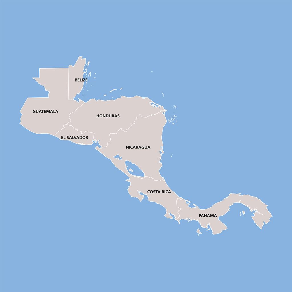 Central America vacation map