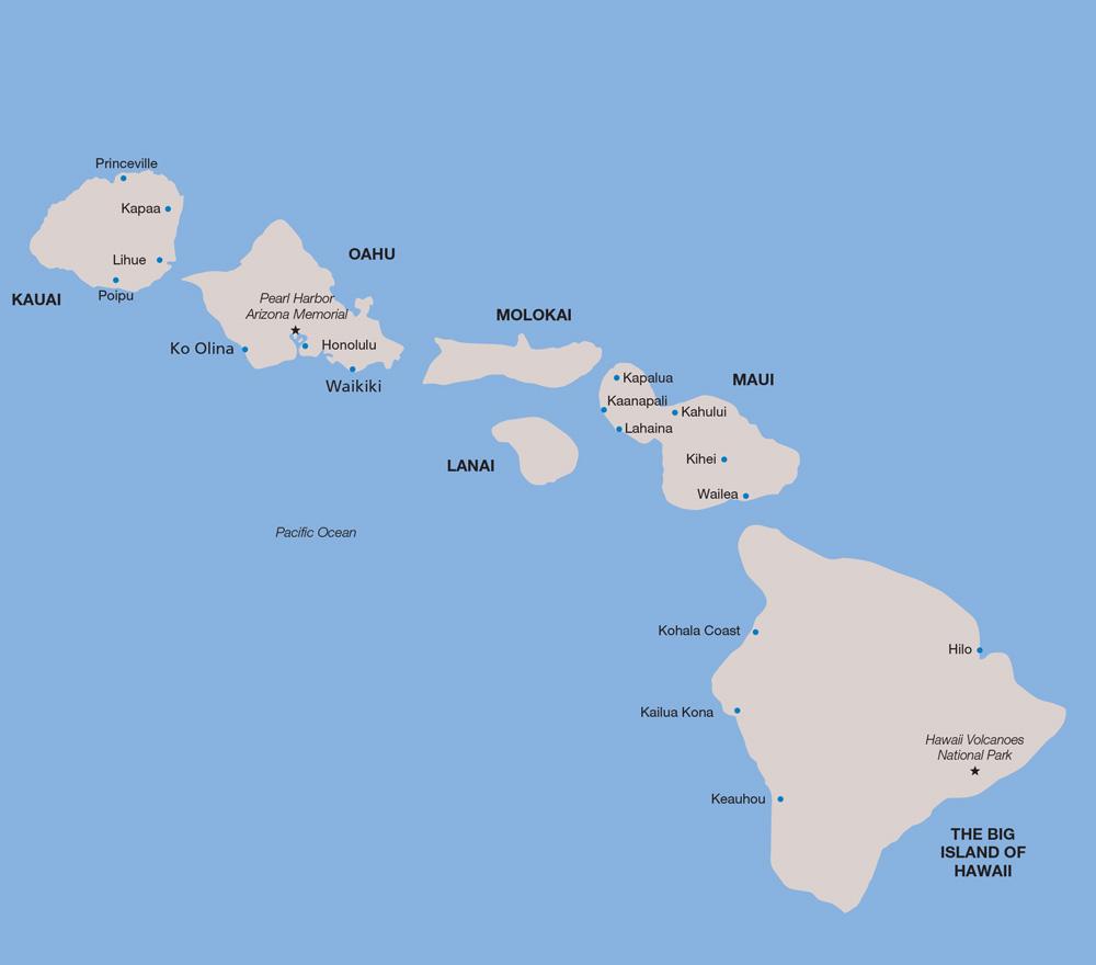 Map of the Hawaiian islands