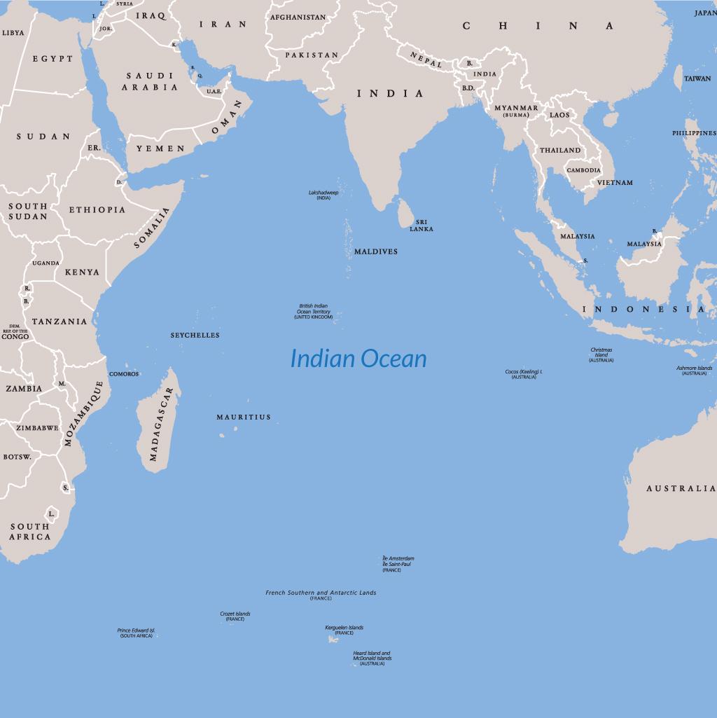 Indian Ocean vacations map