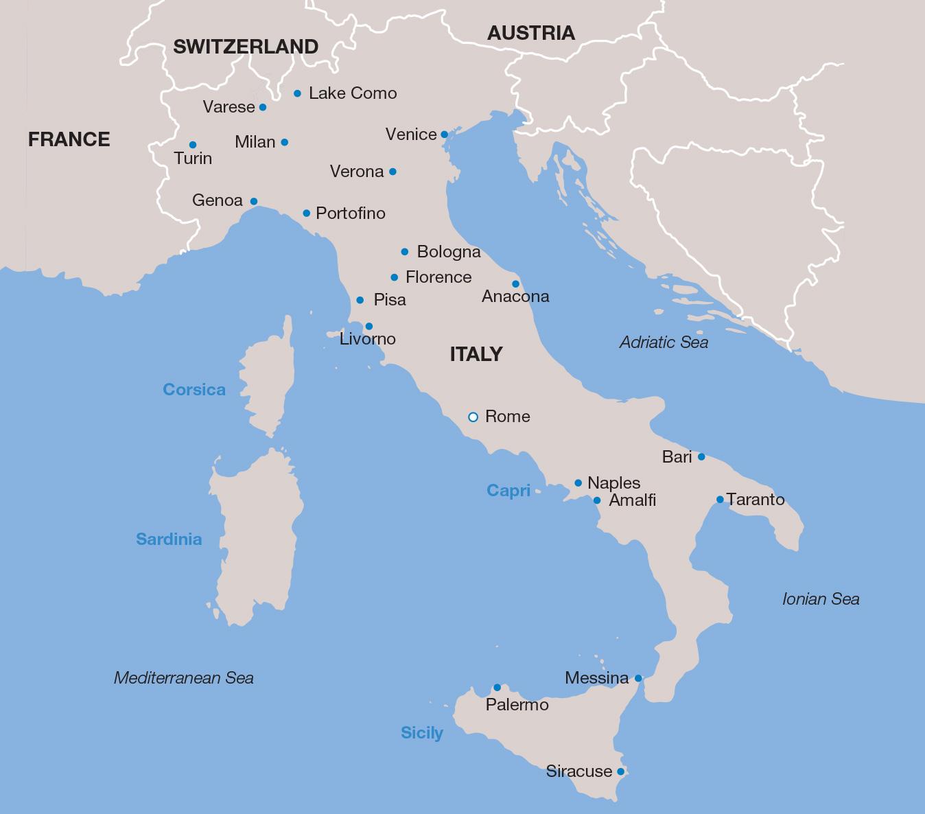 Italy Vacations map
