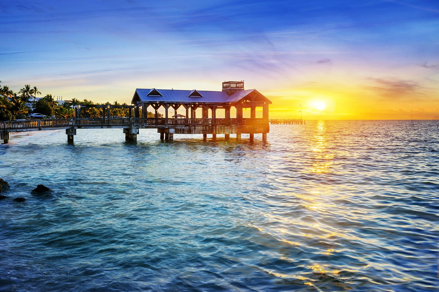 Sunset from an overwater pier in Key West