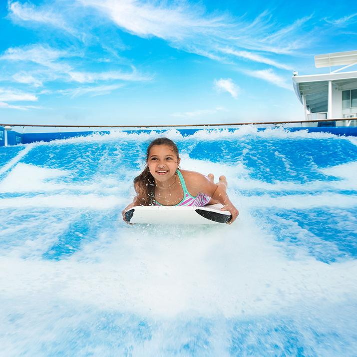 Watch the waves of the sea and surf the waves onboard the Royal Caribbean International Cruises
