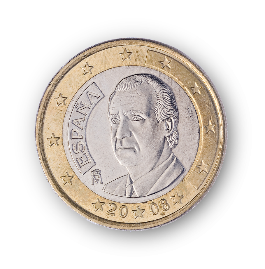 Euro coins depicting King Felipe IV