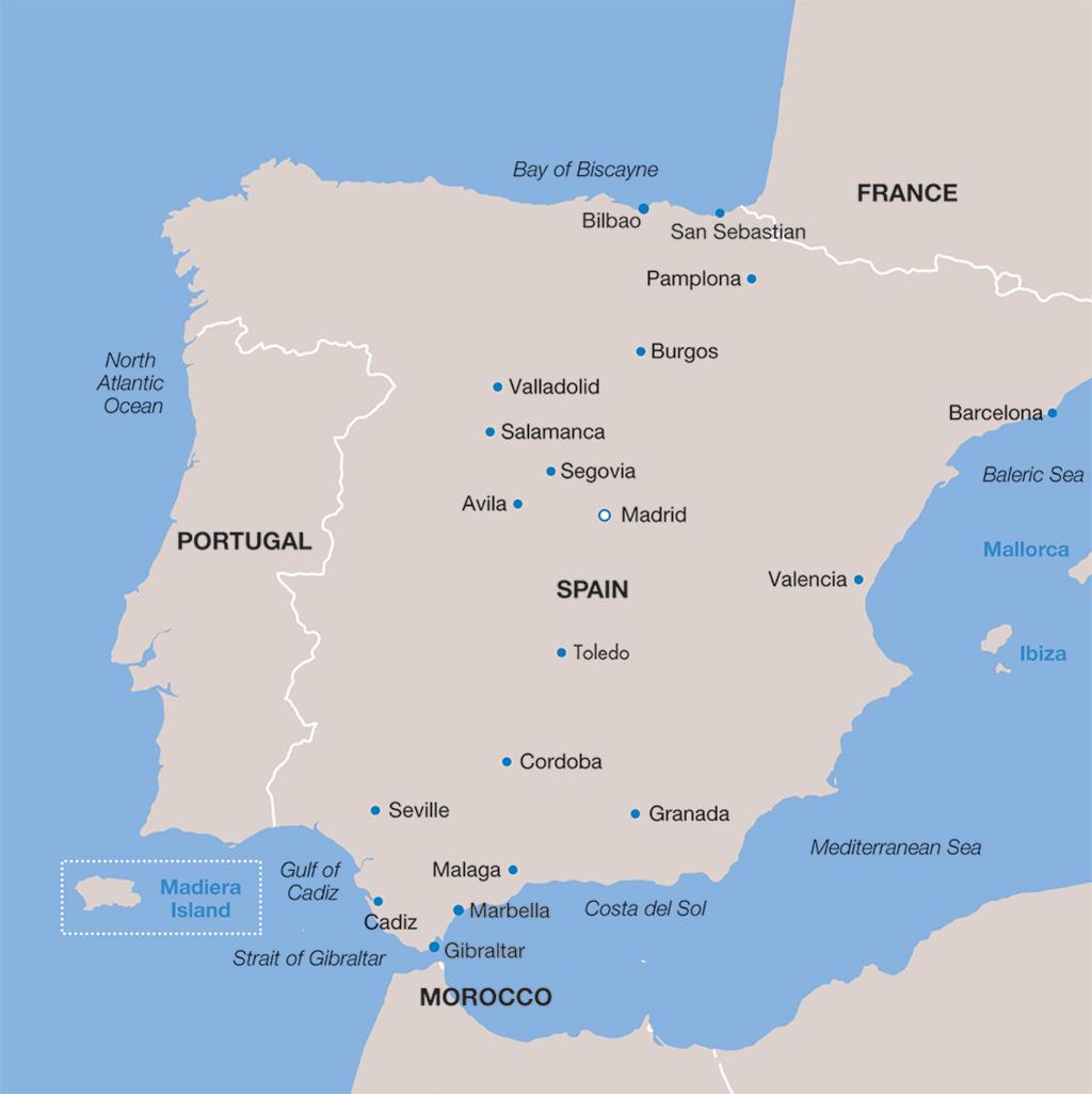 Spain vacations map