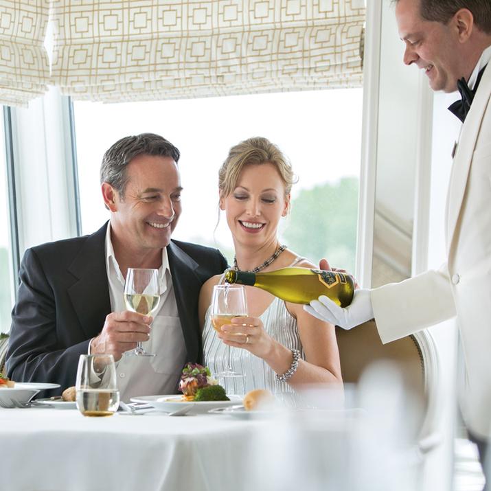 Enjoy wine and fine dining on the cruise