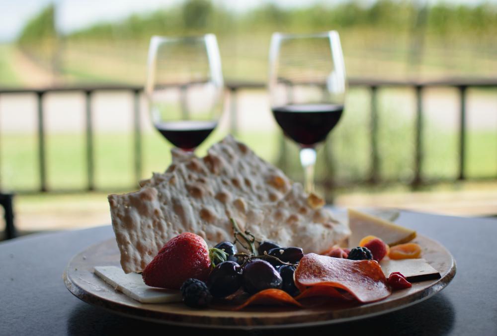 wine and meet & cheese plate