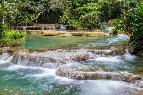 YS Falls is a collection of eight cascading waterfalls nestled within the cliffs of the South Coast of Jamaica